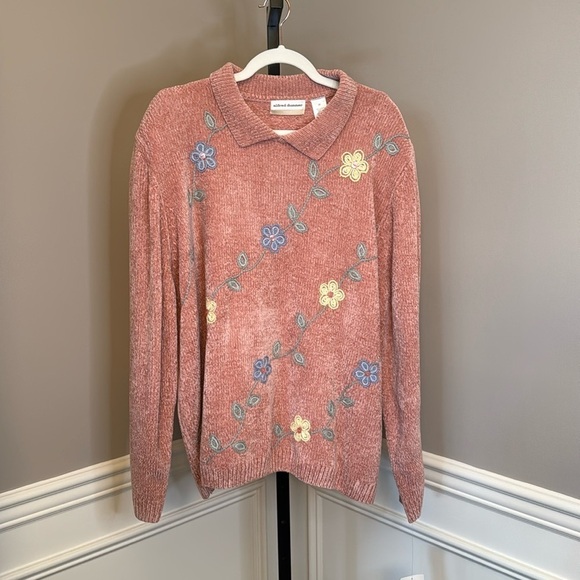 Alfred Dunner Sweaters - Alfred Dunner size 3X collared floral sweater in rose